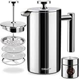 Mueller French Press Double Insulated 304 Stainless Steel Coffee Maker 4 Level Filtration System, No...
