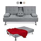 Best Choice Products Linen Upholstered Modern Convertible Folding Futon Sofa Bed for Compact Living...