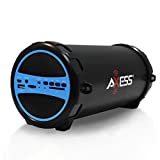AXESS SPBT1031BL Portable Bluetooth Indoor/Outdoor 2.1 Hi-Fi Cylinder Loud Speaker with Built-In 3'...