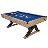 American Legend Kirkwood 84” Billiard Table with Rustic Blond Finish, K-Shaped Legs and Royal Blue...