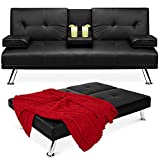 Best Choice Products Faux Leather Upholstered Modern Convertible Folding Futon Sofa Bed for Compact...