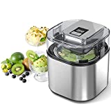 Ice Cream Maker Automatic Easy Homemade Electric Frozen Yogurt, Sorbet, Ice Cream Machine 1.5L...