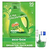 Gain Liquid Laundry Detergent Soap Eco-Box, Ultra Concentrated High Efficiency (HE), Original Scent,...