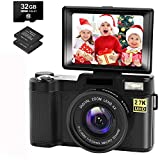 Digital Camera Vlogging Camera with YouTube 30MP Full HD 2.7K Vlog Camera with Flip Screen 180°...